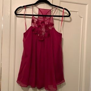 NWT Rebecca Taylor burgundy tank. Flowers. Sz 6